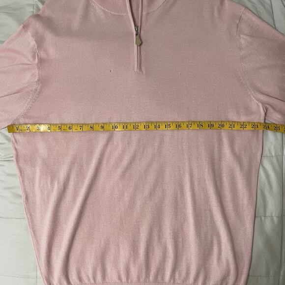 Neiman Marcus Womens XXL Silk Cashmere Mock Neck Sweater Pink 1/4 Zip Long Slv - Picture 5 of 10
